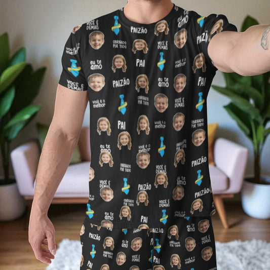 Conjunto Completo Melhor Pai Preto - Dupla Emoção Personalizada