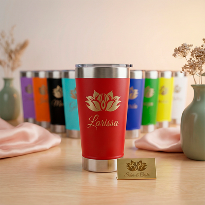 copo stanley personalizado com nome vermelho