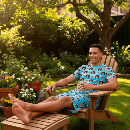 Pijama Masculino Personalizado Azul com Fotos Presente Aniversário Namoro Preview 3D Tempo Real