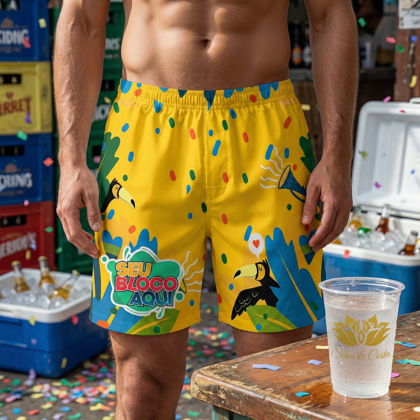 Shorts Tactel Abada Carnaval Personalizado