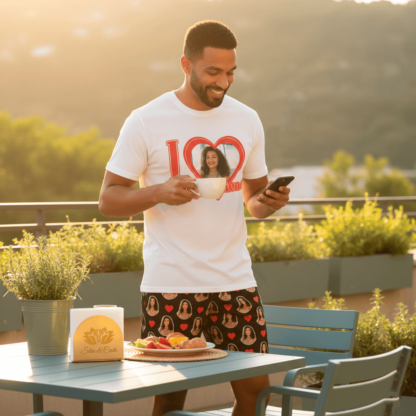 Conjunto Masculino I Love Personalziado com Foto presente casal namorados