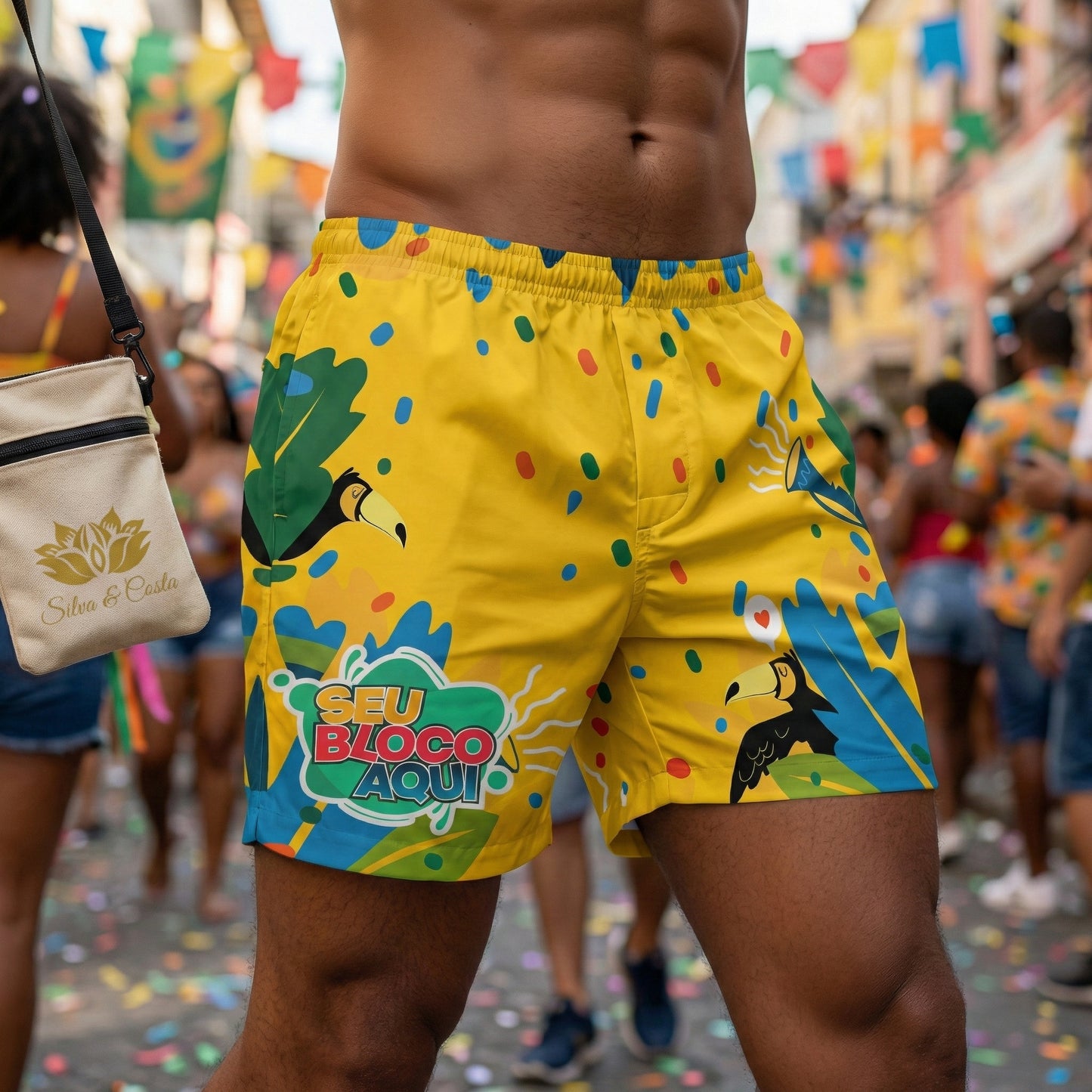 Shorts Tactel Abada Carnaval Personalizado