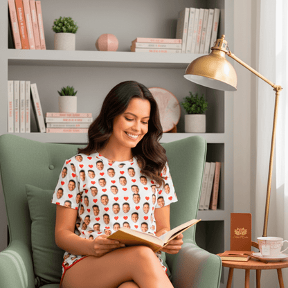 Pijama Feminino Personalizado Branco com Fotos Presente Romântico Casal