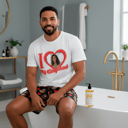 Conjunto Masculino I Love Personalziado com Foto presente casal namorados