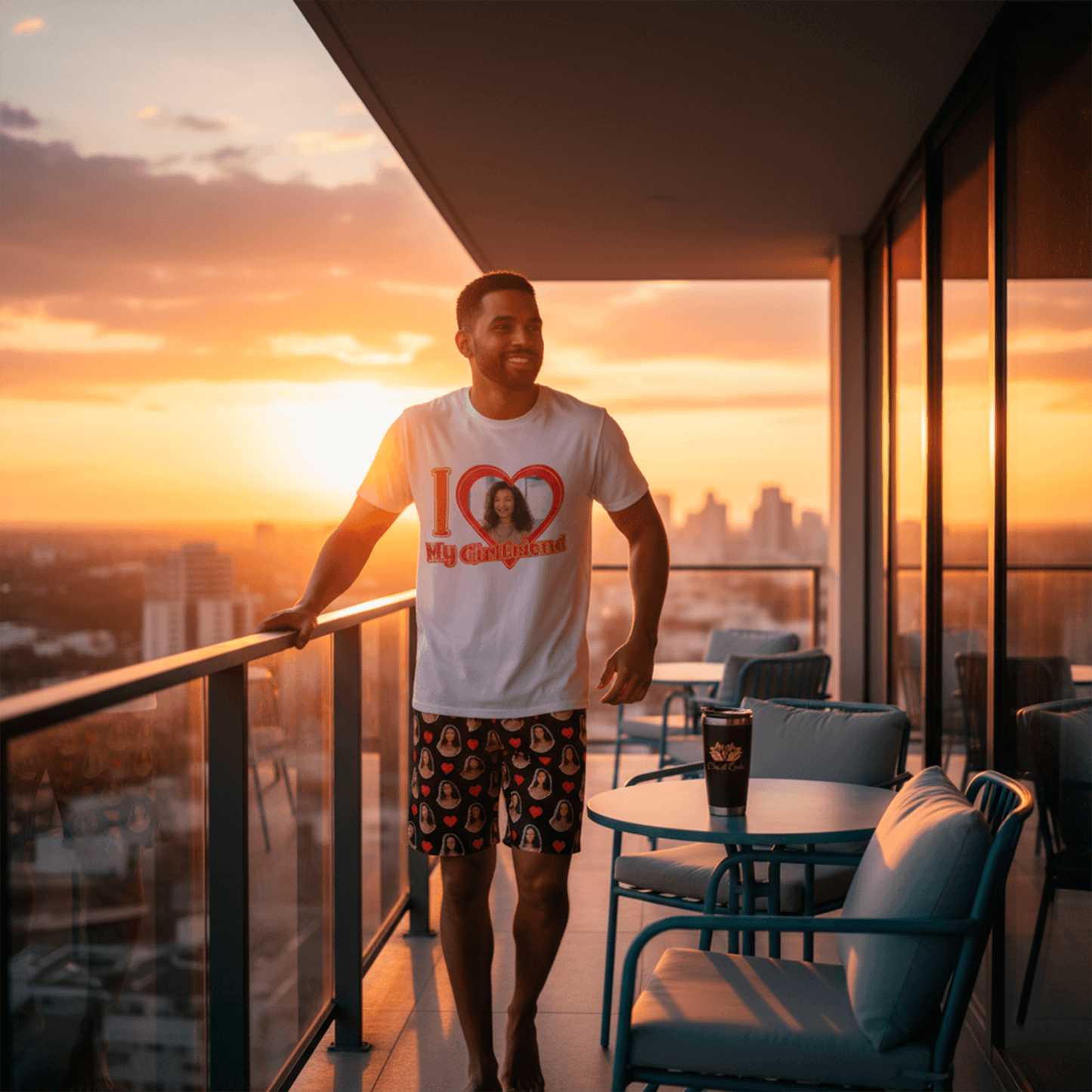 Conjunto Masculino I Love Personalziado com Foto presente casal namorados