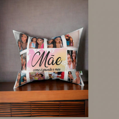 Almofada personalizada 40x40 com colagem de fotos | Presente Dia das Mães