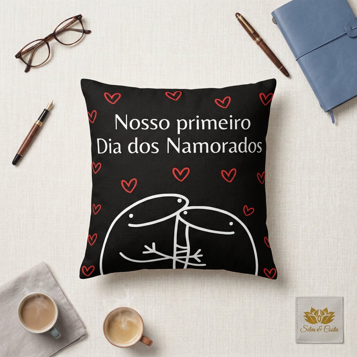 Almofada Personalizada casal com frase e ilustração | Dia dos Namorados