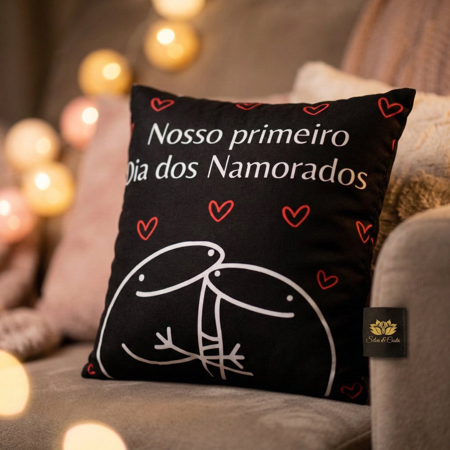 Almofada Personalizada casal com frase e ilustração | Dia dos Namorados