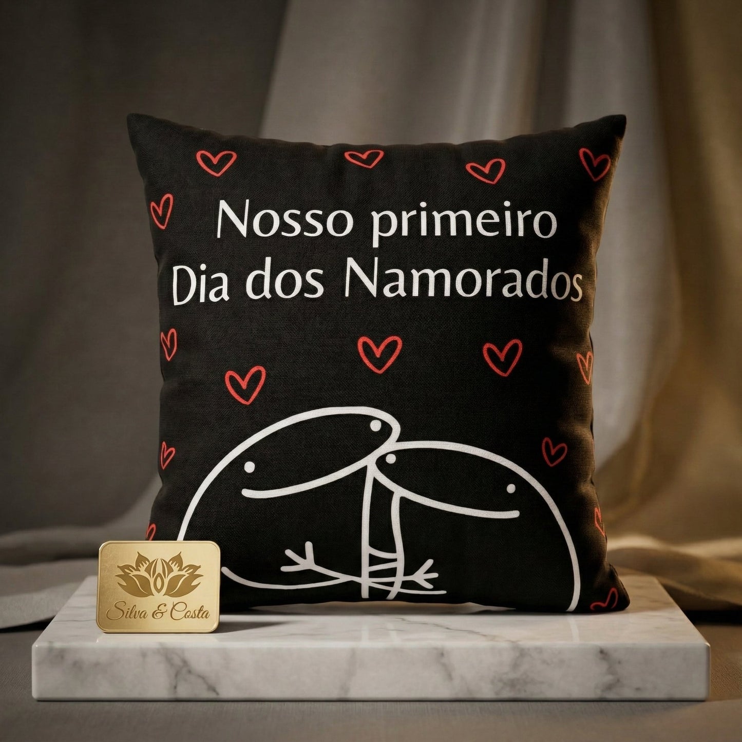 Almofada Personalizada casal com frase e ilustração | Dia dos Namorados