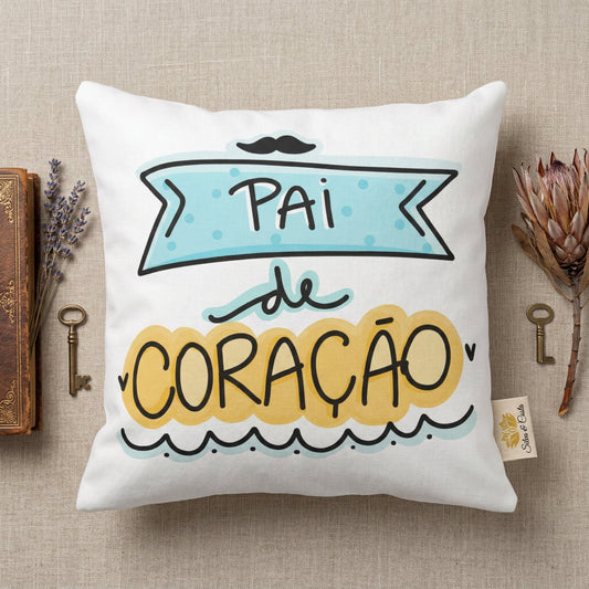 Almofada Dia dos Pais Personalizada com Frase e Bigode — Presente Dia dos Pais