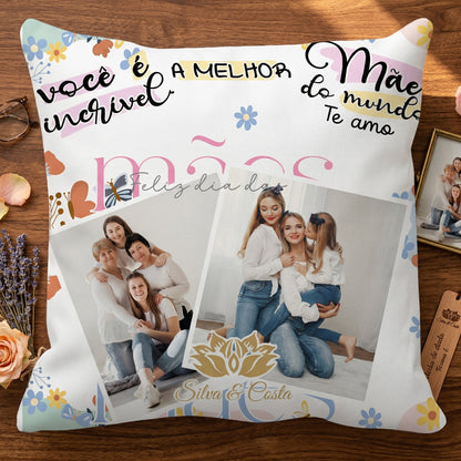 Almofada Personalizada com Foto | Presente para Mães