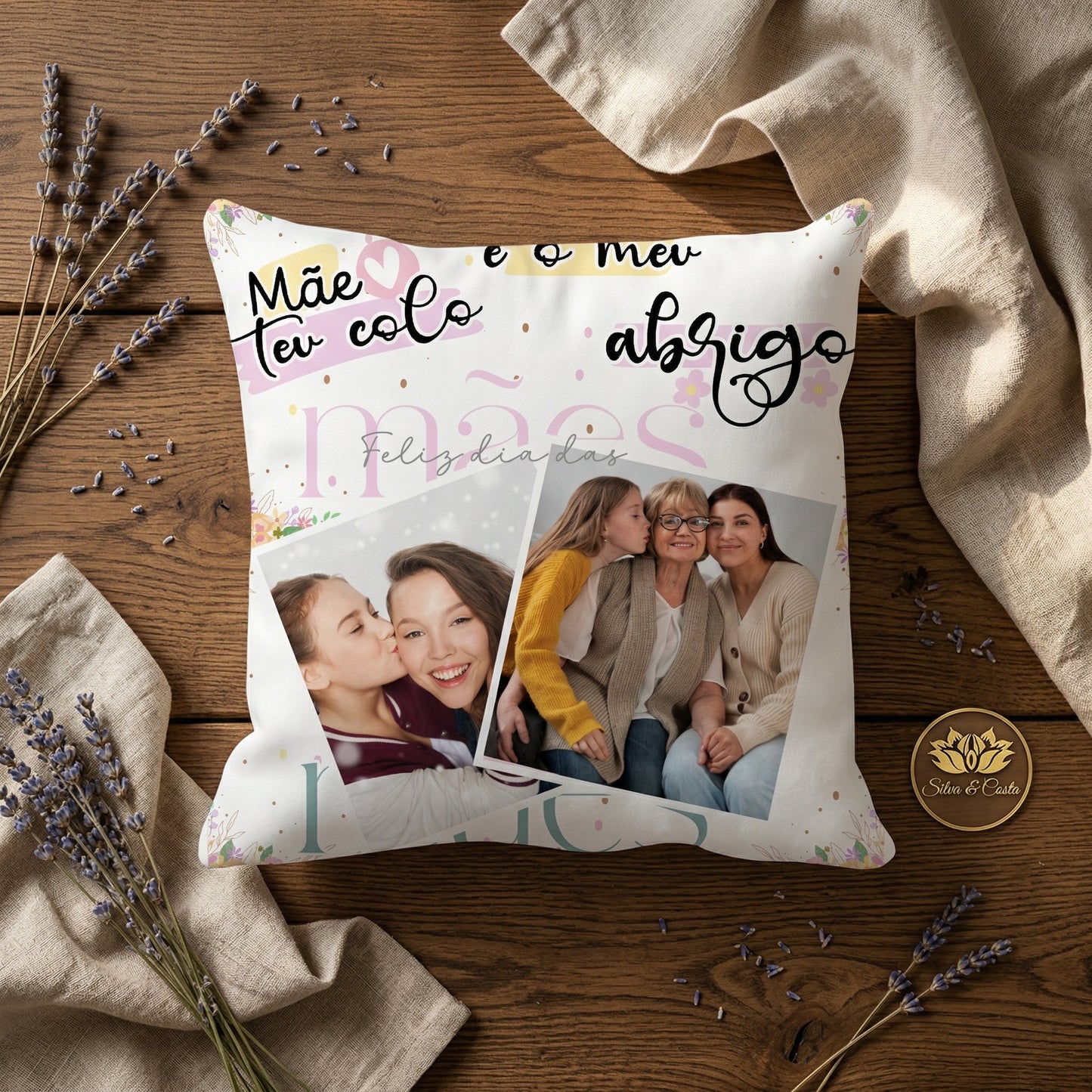 Almofada Personalizada com Foto e Frase | Presente para Mães