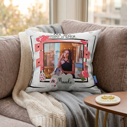Almofada Personalizada com Foto e Frase — Presente Romântico para Namorado(a)