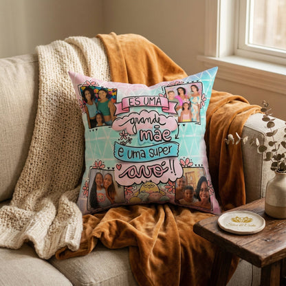 Almofada Personalizada com Foto e Frase — Presente Dia das Mães 40x40