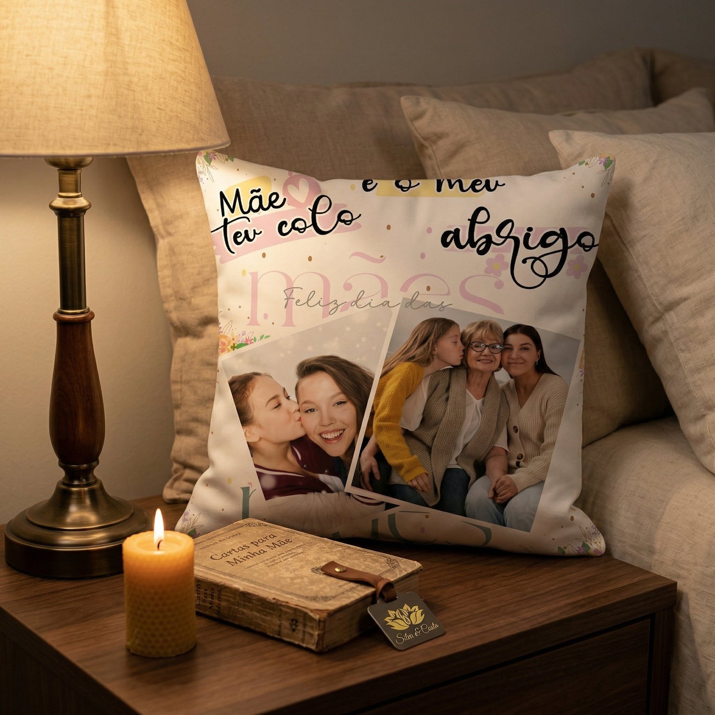Almofada Personalizada com Foto e Frase | Presente para Mães