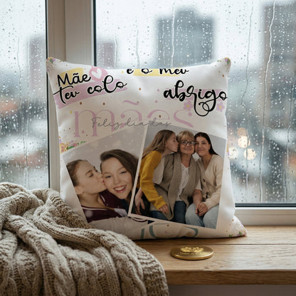 Almofada Personalizada com Foto e Frase | Presente para Mães