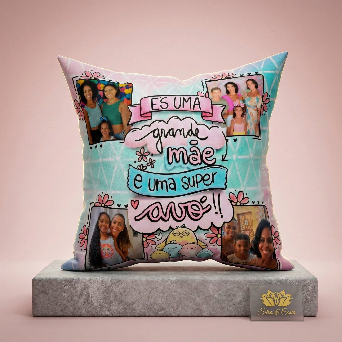 Almofada Personalizada com Foto e Frase — Presente Dia das Mães 40x40