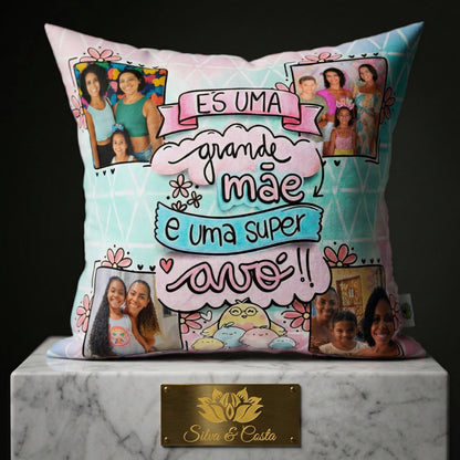 Almofada Personalizada com Foto e Frase — Presente Dia das Mães 40x40