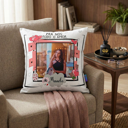 Almofada Personalizada com Foto e Frase — Presente Romântico para Namorado(a)