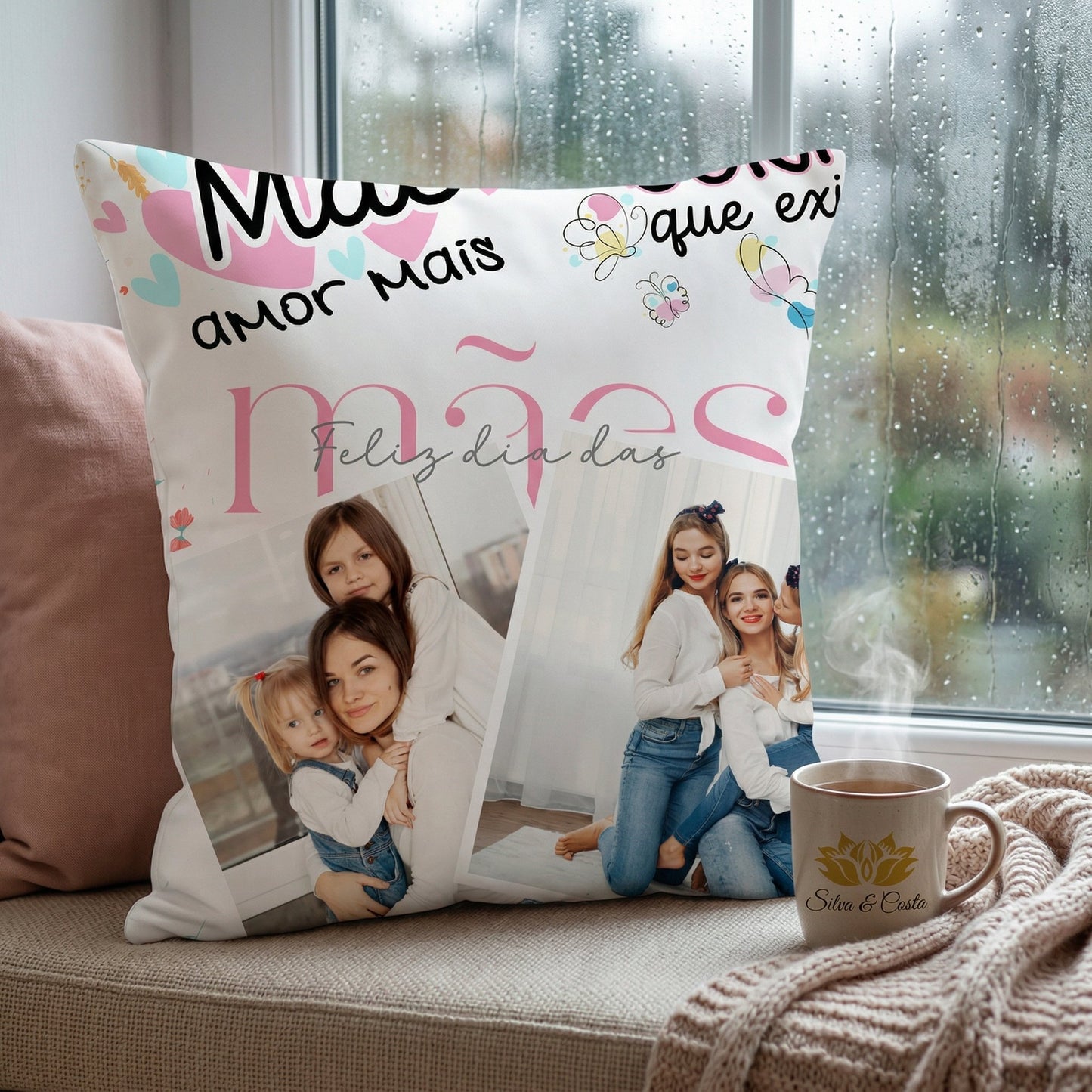 Almofada Personalizada com Fotos | Presente para Mães