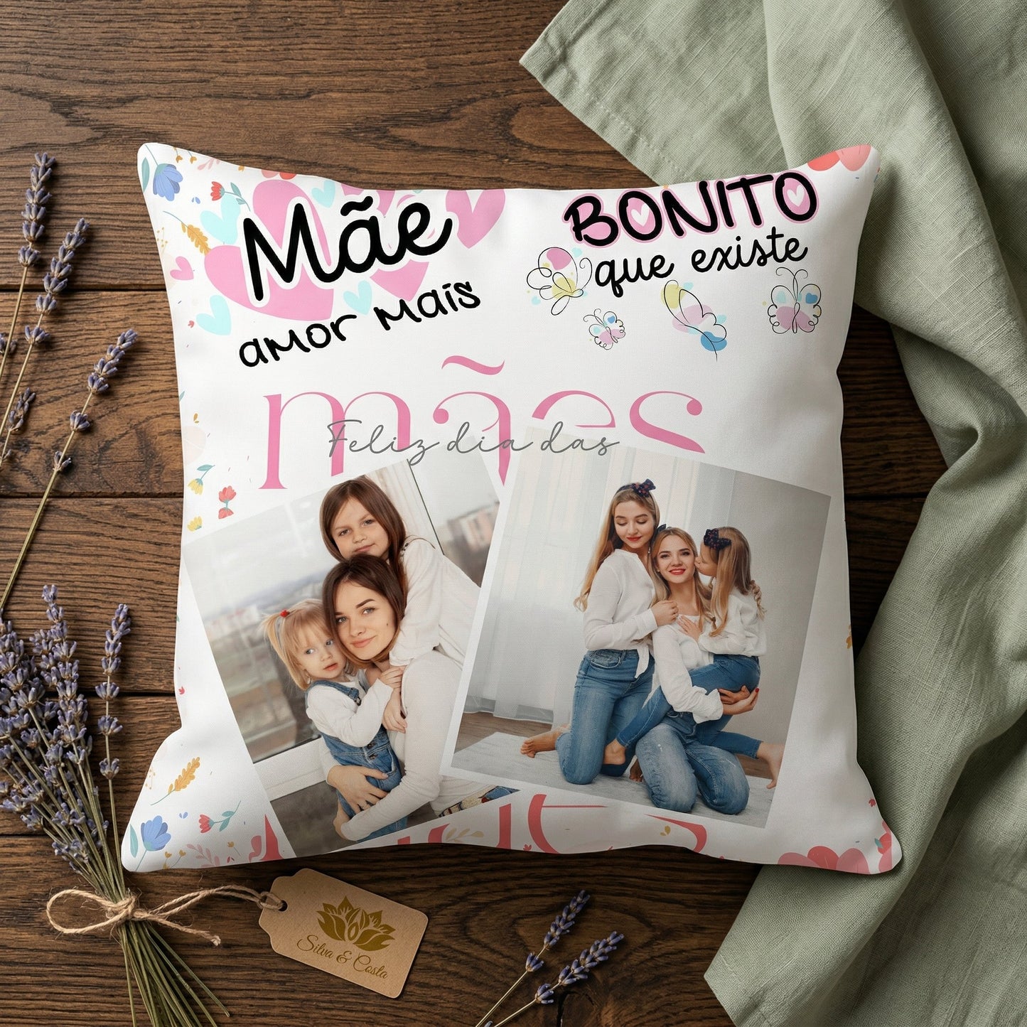 Almofada Personalizada com Fotos | Presente para Mães