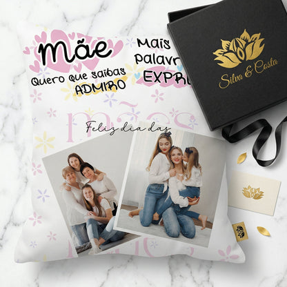 Almofada Personalizada com Foto e Nome | Casal e Bebê