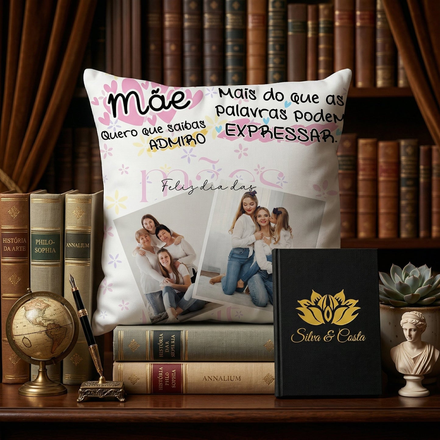 Almofada Personalizada com Foto e Nome | Casal e Bebê