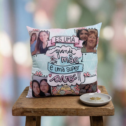 Almofada Personalizada com Foto e Nome | Presente para Mãe e Avó