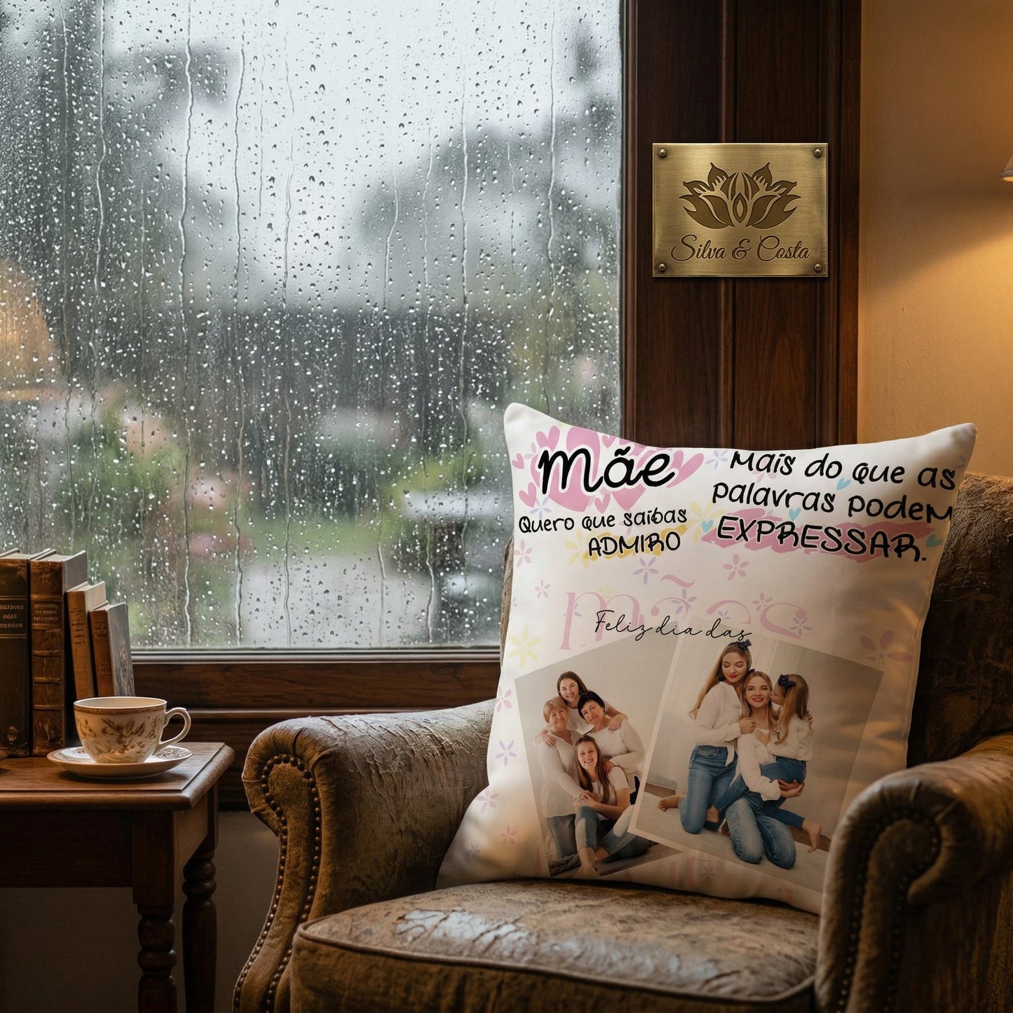Almofada Personalizada com Foto e Nome | Casal e Bebê