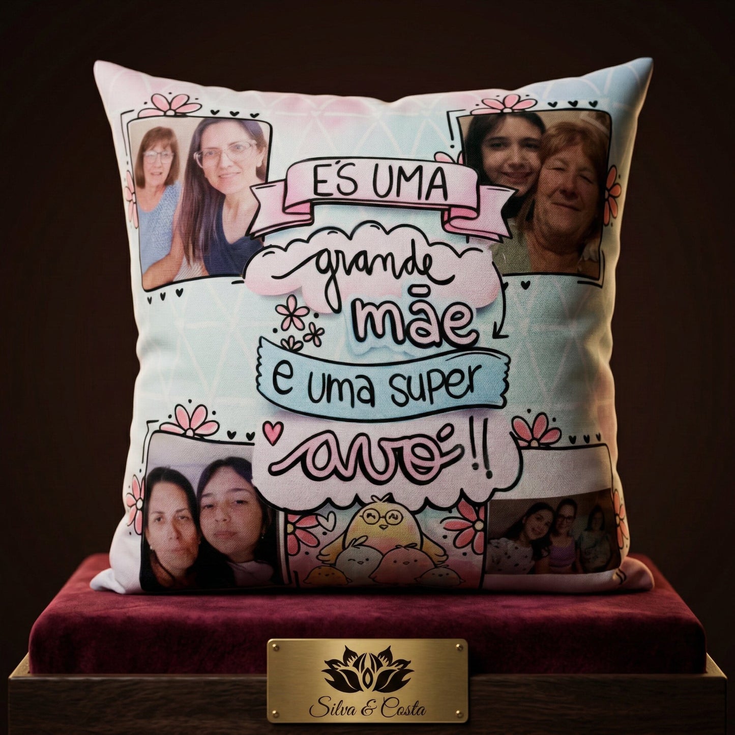 Almofada Personalizada com Foto e Nome | Presente para Mãe e Avó