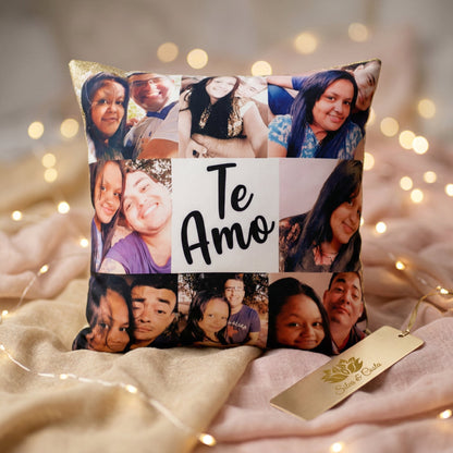 Almofada Personalizada com Fotos e Frase Romântica — Presente para Casal