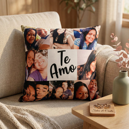Almofada Personalizada com Fotos e Frase Romântica — Presente para Casal