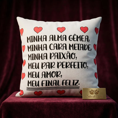 Almofada Personalizada com Frase de Amor — Presente Romântico Casal