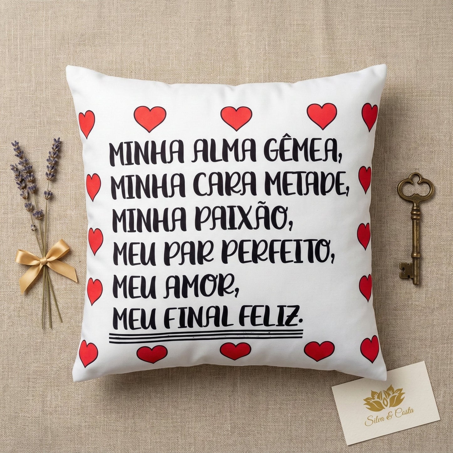 Almofada Personalizada com Frase de Amor — Presente Romântico Casal