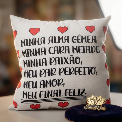 Almofada Personalizada com Frase de Amor — Presente Romântico Casal