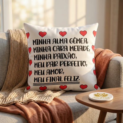 Almofada Personalizada com Frase de Amor — Presente Romântico Casal