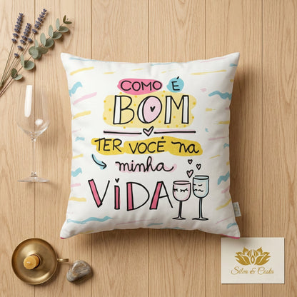 Almofada personalizada com frase e nome — Presente romântico casal