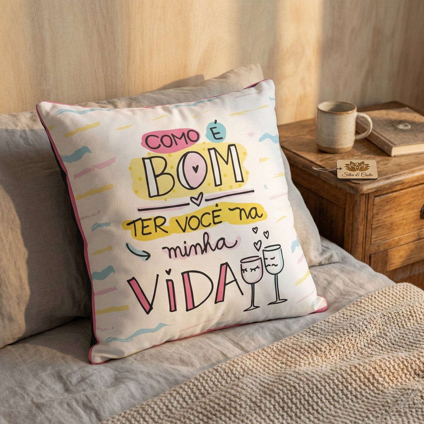 Almofada personalizada com frase e nome — Presente romântico casal