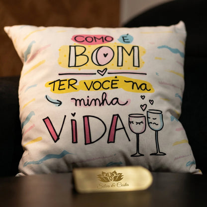 Almofada personalizada com frase e nome — Presente romântico casal