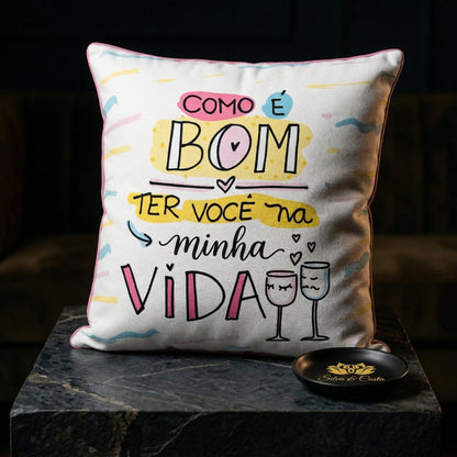 Almofada personalizada com frase e nome — Presente romântico casal