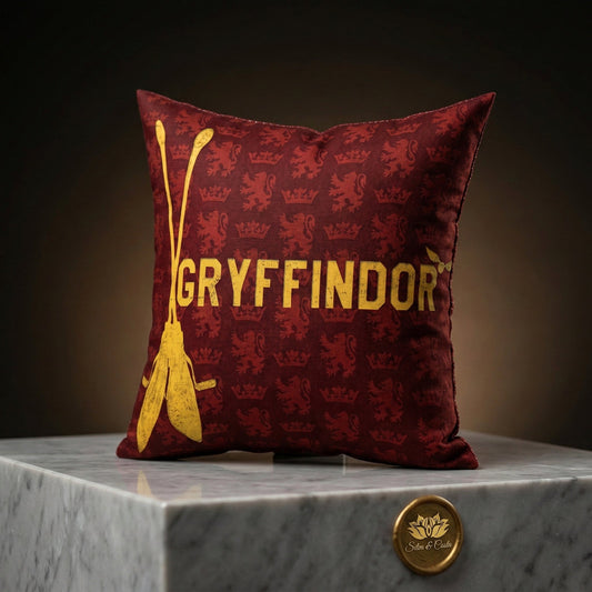 Almofada Personalizada com Nome — Harry Potter Gryffindor Vinho e Dourado