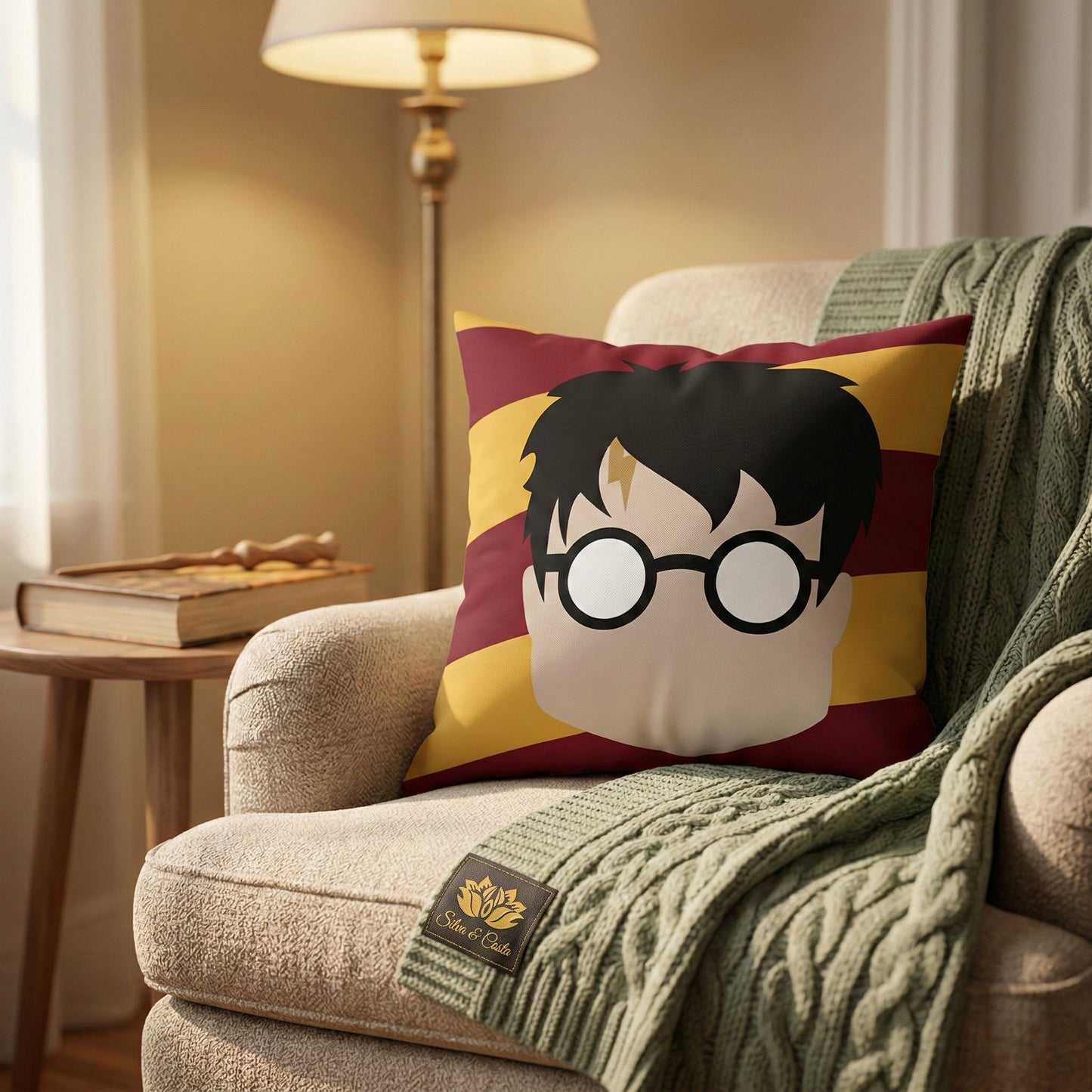 Almofada Personalizada com Nome — Tema Harry Potter Minimalista Infantil 40x40