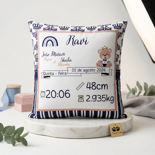 Almofada infantil personalizada com nome — Presente de nascimento menina
