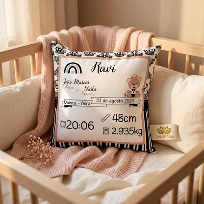 Almofada infantil personalizada com nome — Presente de nascimento menina