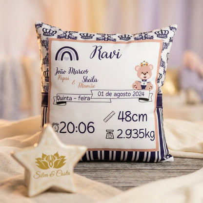 Almofada infantil personalizada com nome — Presente de nascimento menina