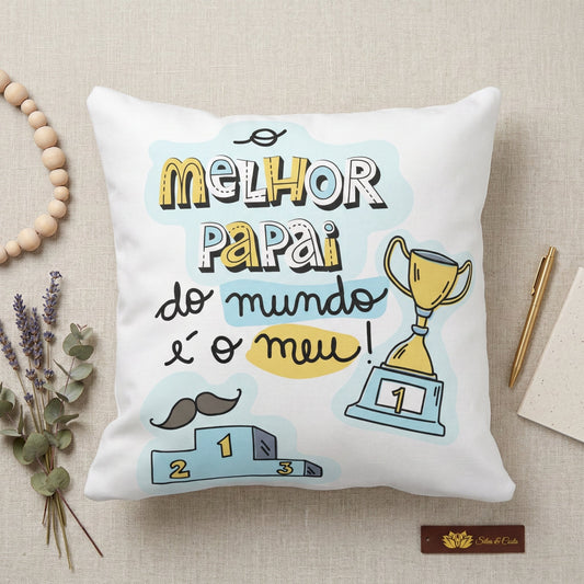 Almofada Dia dos Pais Personalizada com Frase e Troféu — Presente Dia dos Pais