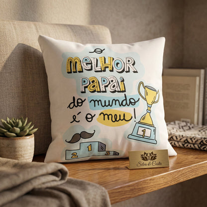 Almofada Dia dos Pais Personalizada com Frase e Troféu — Presente Dia dos Pais