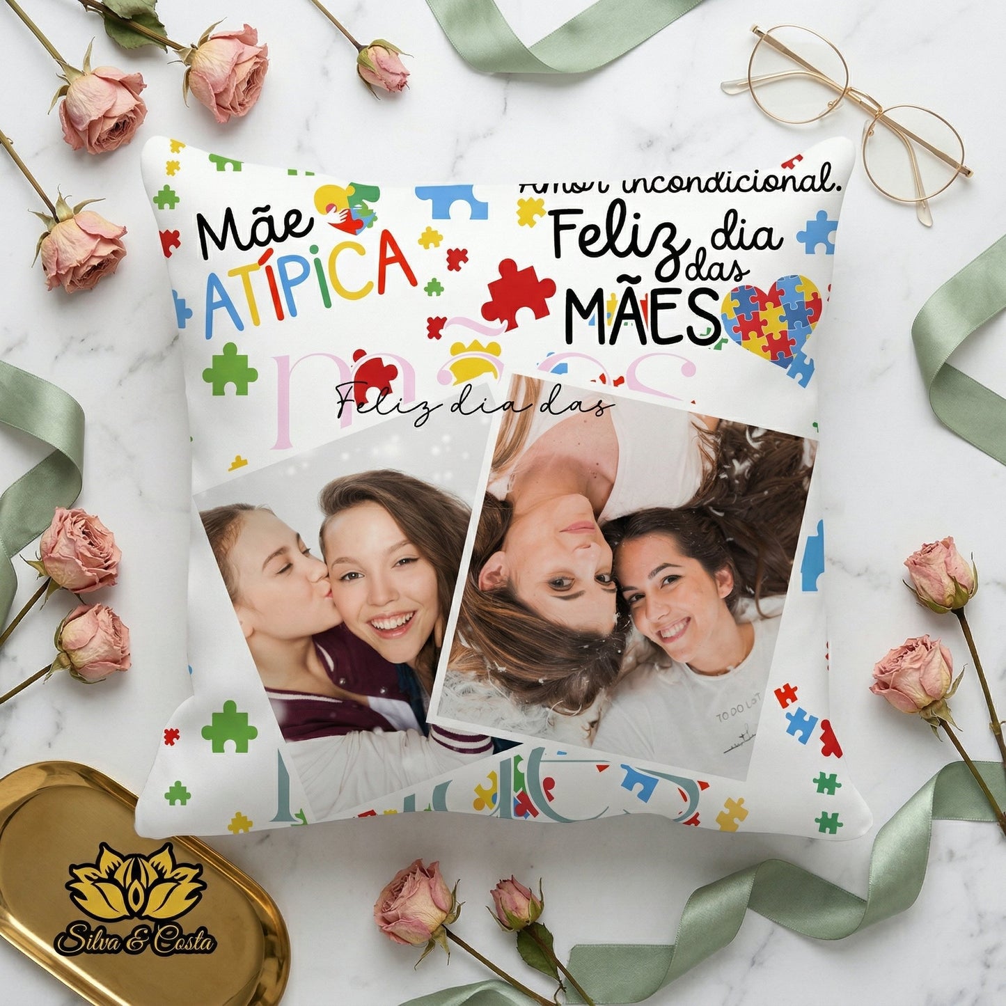 Almofada Personalizada com Fotos | Presente Dia das Mães