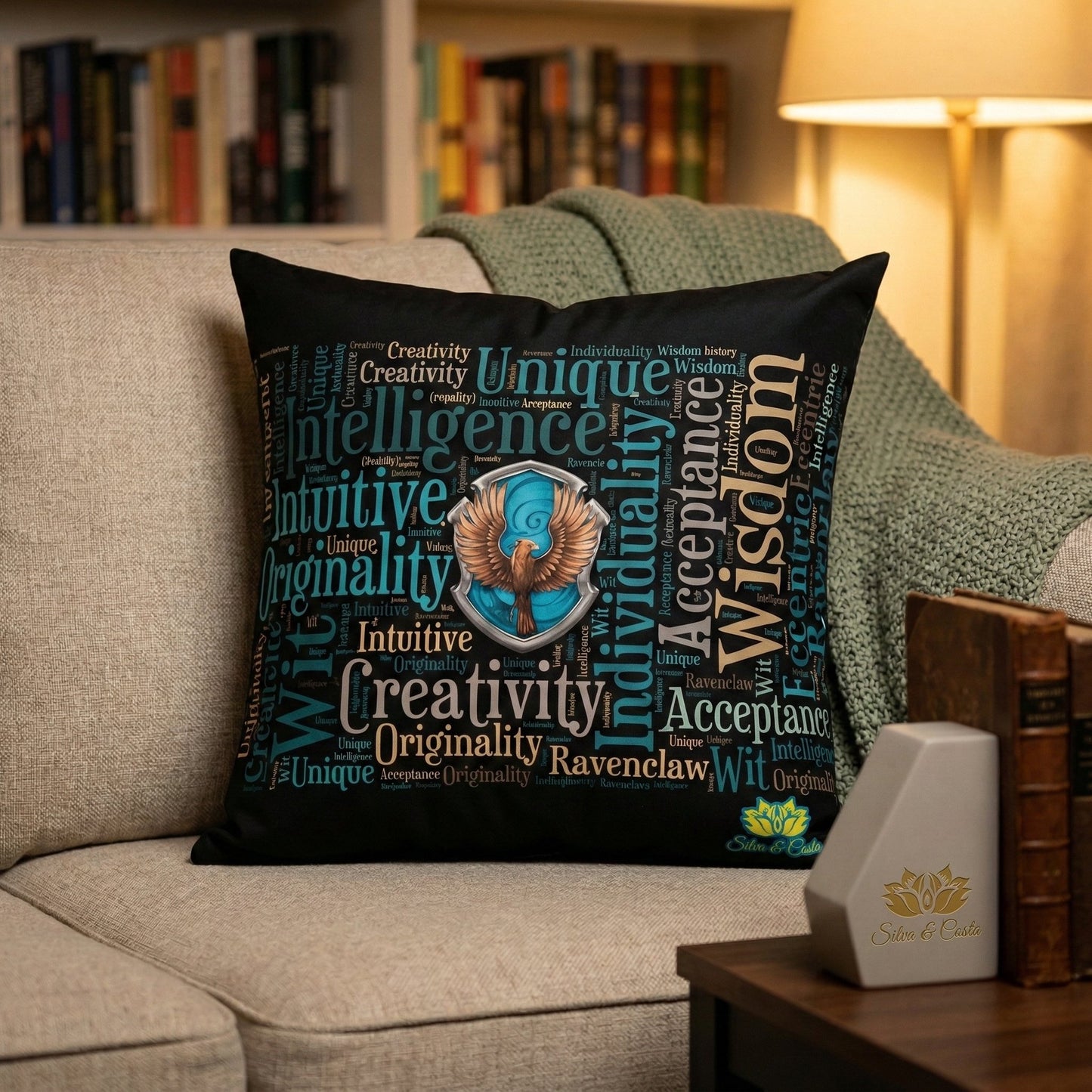 Almofada Personalizada com Nome 40x40 — Presente Harry Potter Ravenclaw