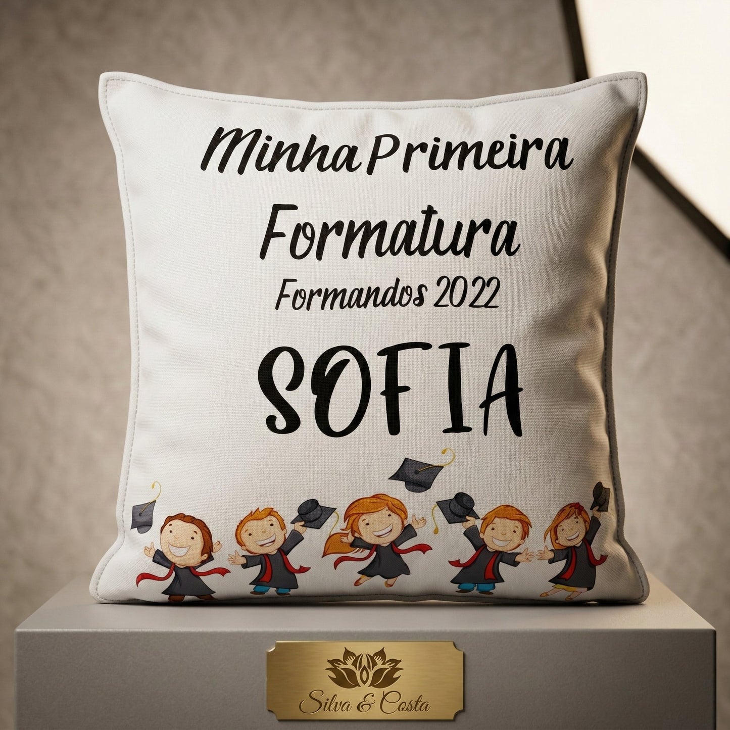 Almofada retangular Personalizada com Nome e Ano — Formatura infantil